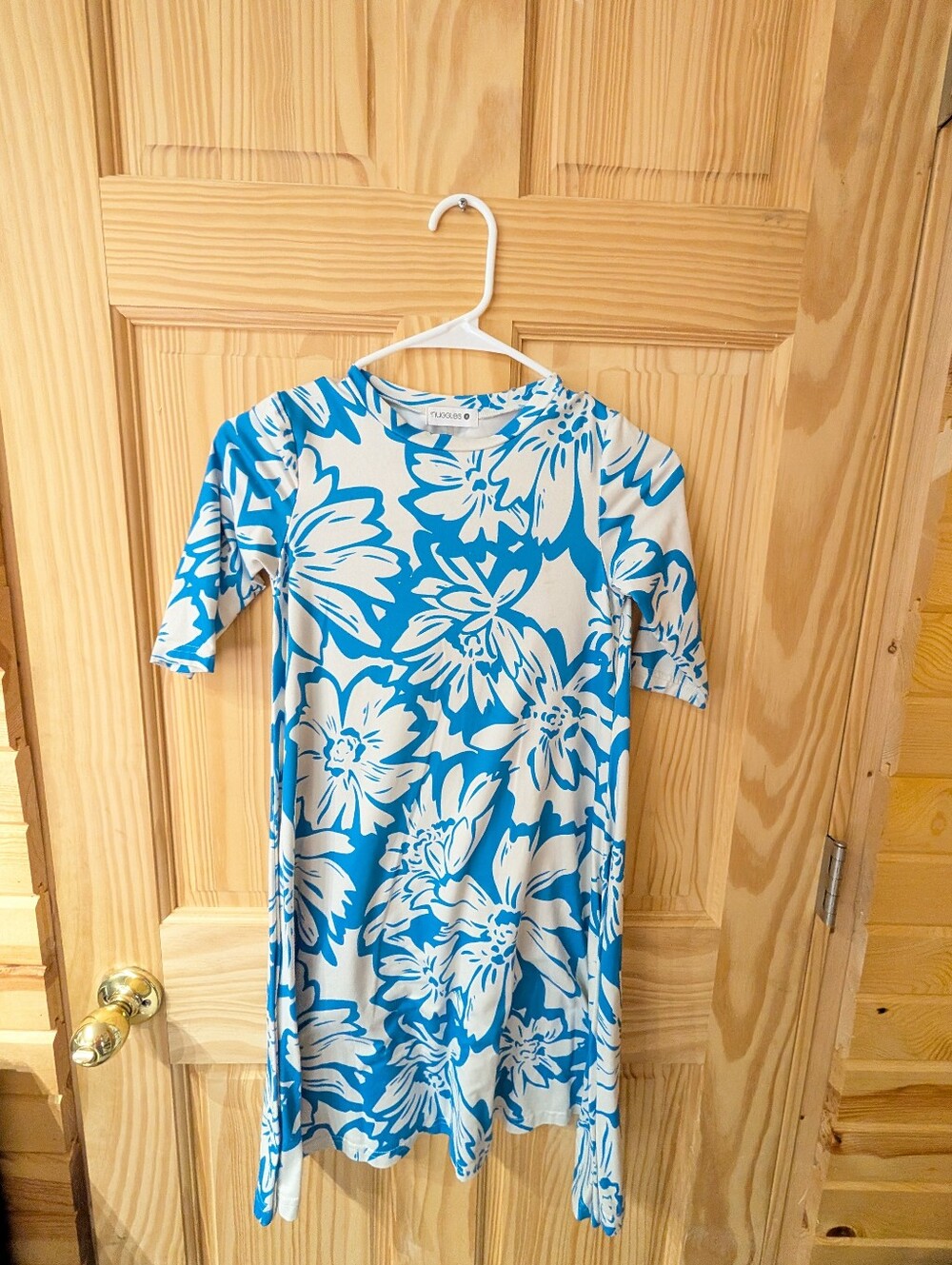Nuggles Girls 8 Blue Floral Kids Jersey Dress